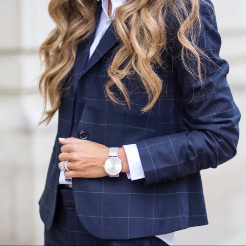 Banana Republic Windowpane Navy Blazer SZ 8